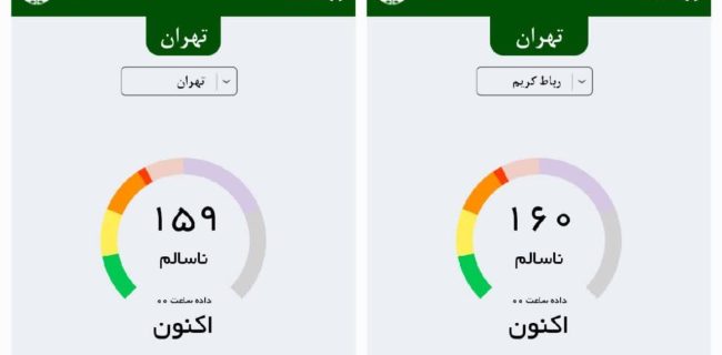 شاخص آلودگی هوای رباط کریم روی ۱۶۰ / مراقب بیماران و کهنسالان باشید